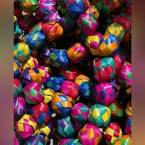 Bright and colorful Mexican palm leaf garlands, set of 5